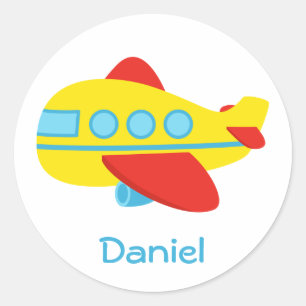 Cute and Colourful Passenger Aeroplane Classic Round Sticker