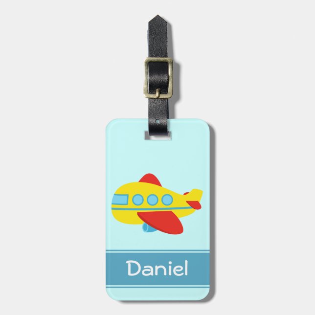 Cute and Colourful Passenger Aeroplane Luggage Tag (Front Vertical)