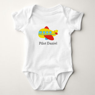 Cute and Colourful Passenger Aeroplane, Pilot Baby Bodysuit