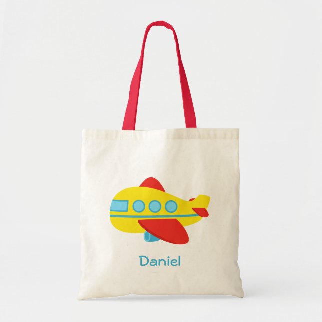 Cute and Colourful Passenger Aeroplane Tote Bag (Front)