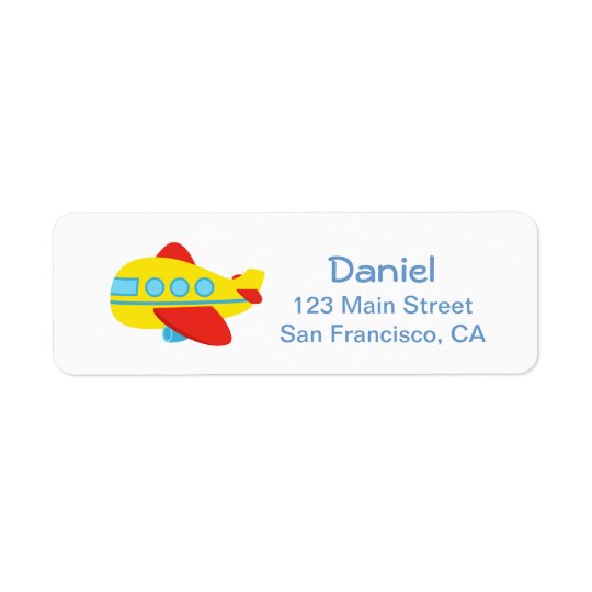 Cute and Colourful Passenger Plane for Parties Return Address Label