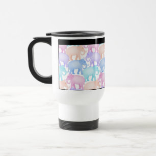 Cute and Colourful Pastel Elephant Pattern Travel Mug