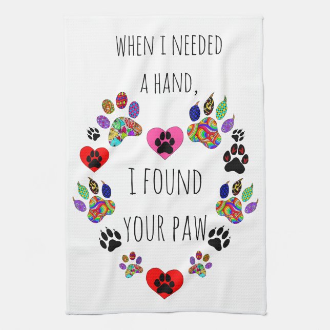 Cute and Colourful Paw Print Kitchen Towel (Vertical)