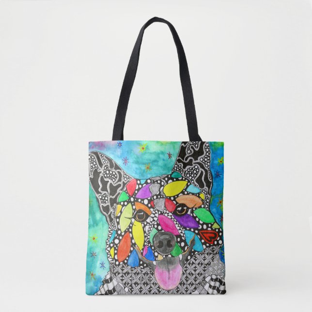 Cute and Colourful Pembroke Welsh Corgi Tote Bag (Front)