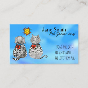Cute and Colourful Pet Grooming Business Cards