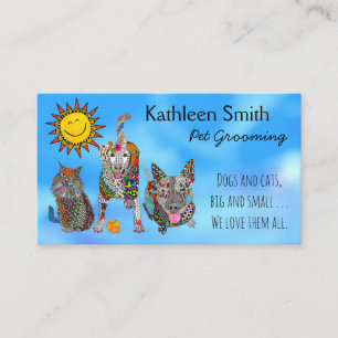 Cute and Colourful Pet Grooming Business Cards