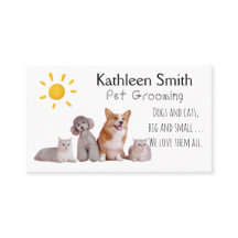 Cute and Colourful Pet Grooming Business Cards