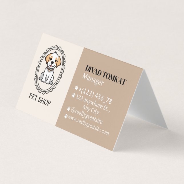 Cute and Colourful Pet Shop Business Card Design (Front)