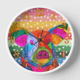 Cute and Colourful Pig Clock