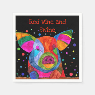 Cute and Colourful Pig Cocktail Napkins