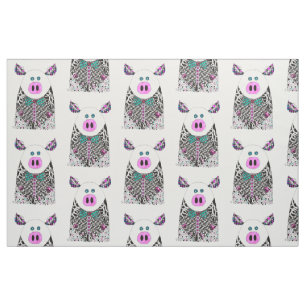 Cute and Colourful Pig Fabric
