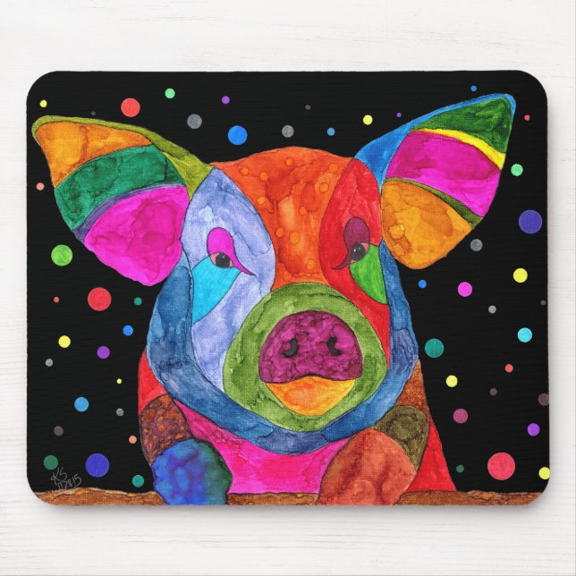 Cute and Colourful Pig Mousepad (Front)
