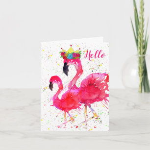 Cute and Colourful Pink Flamingo Greeting Card
