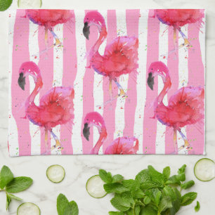 Cute and Colourful Pink Flamingo Kitchen Towel