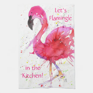 Cute and Colourful Pink Flamingo Kitchen Towel