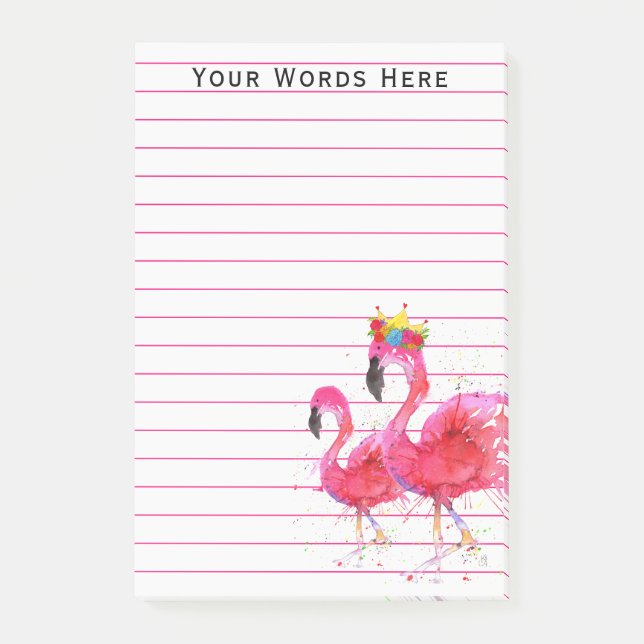 Cute and Colourful Pink Flamingo Notes (Front)