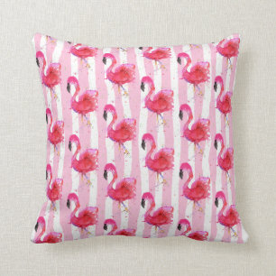 Cute and Colourful Pink Flamingo Throw Pillow