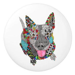 Cute and Colourful Pit Bull Door Knob
