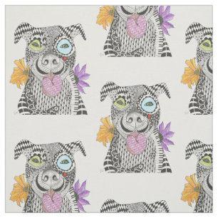 Cute and Colourful Pit Bull Fabric