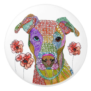 Cute and Colourful Pitbull Door Knob