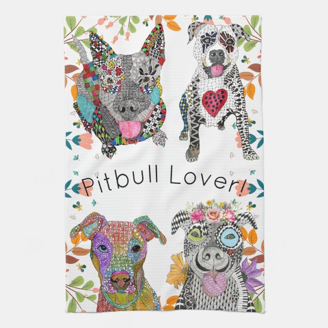 Cute and Colourful Pitbull Kitchen Towel (Vertical)
