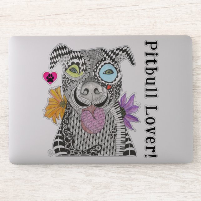 Cute and Colourful Pitbull Lover Vinyl Stickers (Computer)