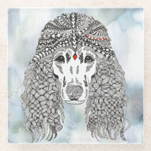 Cute and Colourful Poodle Dog Glass Coaster