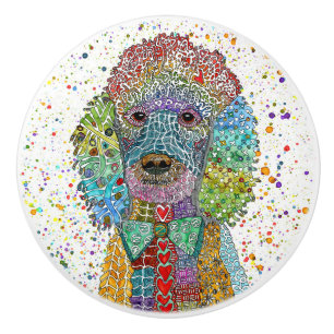 Cute and Colourful Poodle Goldendoodle Ceramic Knob