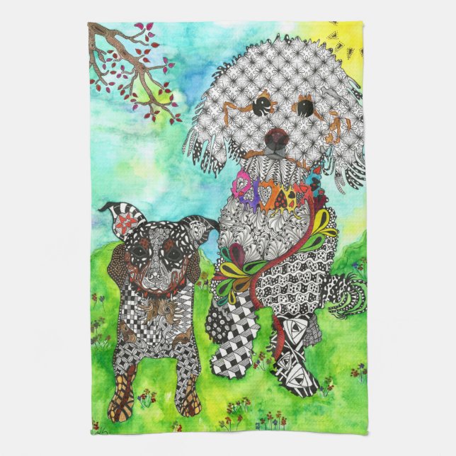 Cute and Colourful Poodle Kitchen Towel (Vertical)