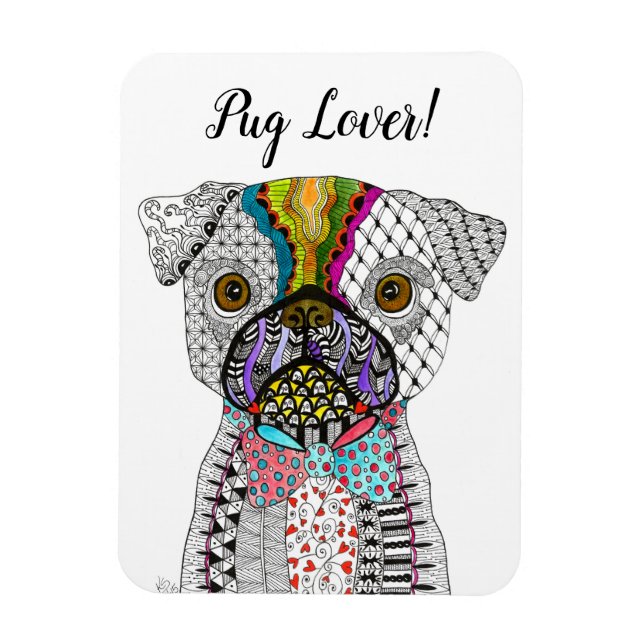 Cute and Colourful Pug Magnet 3"x4" (Vertical)