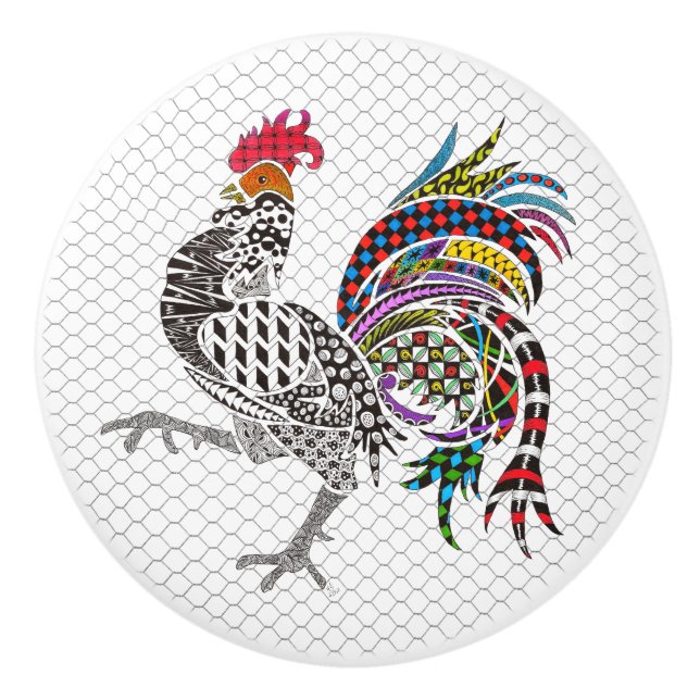 Cute and Colourful Rooster   Ceramic Knob (Front)