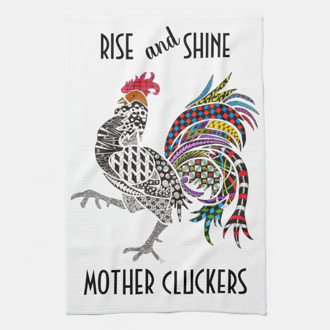 Cute and Colourful Rooster Kitchen Towel (Vertical)