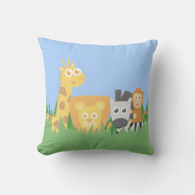 Cute and Colourful Safari Animals, for Kids Cushion (Front)