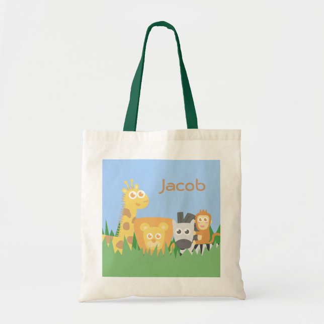 Cute and Colourful Safari Animals Kids Tote Bag (Front)
