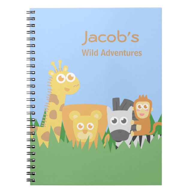 Cute and Colourful Safari Animals Notebook (Front)