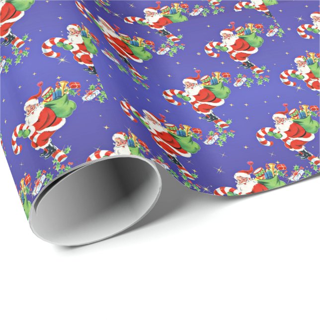 Cute and colourful Santa Claus with Candy Cane Wrapping Paper (Roll Corner)