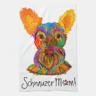 Cute and Colourful Schnauzer Mum Kitchen Towel