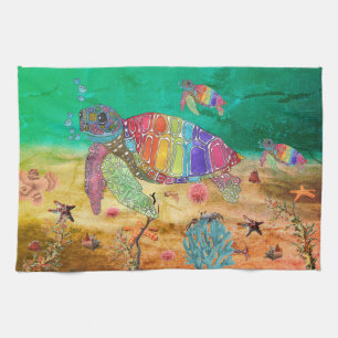 Cute and Colourful Sea Turtle Kitchen Towel