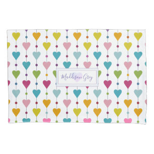 Cute and Colourful Seamless Hearts Pattern Pillowcase