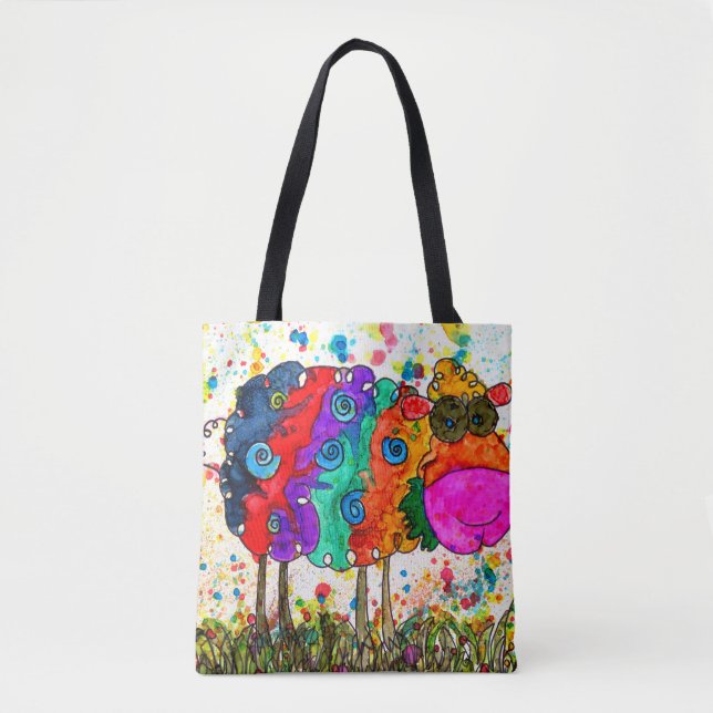 Cute and Colourful Sheep Tote Bag (Front)