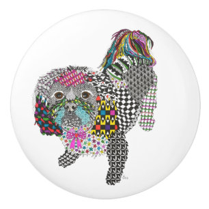 Cute and Colourful Shih Tzu Door Knob - Ceramic
