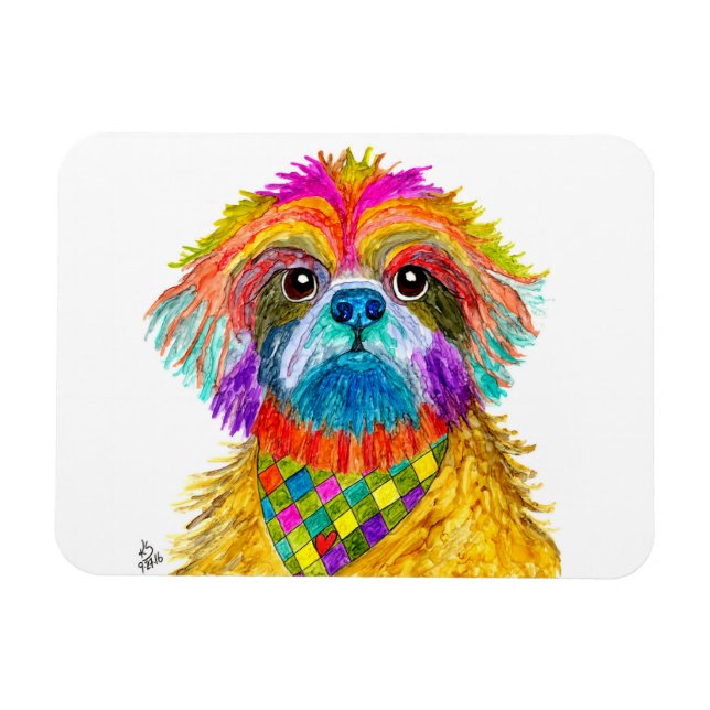 Cute and Colourful Shih Tzu Magnet 3"x4" (Horizontal)