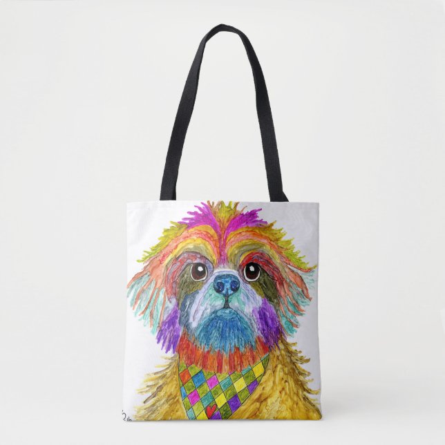 Cute and Colourful Shih Tzu Tote Bag (Front)