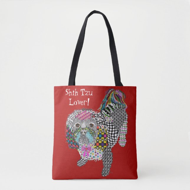 Cute and Colourful Shih Tzu Tote Bag (Front)