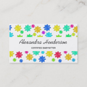 Cute and Colourful Stars Babysitter Child Care Business Card