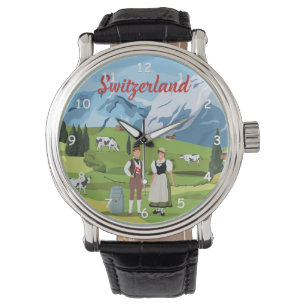 Cute and Colourful Switzerland Cartoon Drawing Watch
