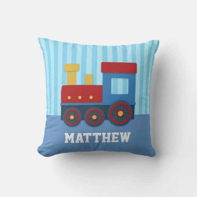 Cute and Colourful Train for Boys Bedroom Cushion (Front)