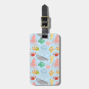 Cute and Colourful Underwater Animals Pattern Luggage Tag