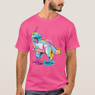 Cute And Colourful Unicorn Watercolor Dinosaur T-Shirt