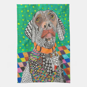Cute and Colourful Weimaraner Kitchen Towel